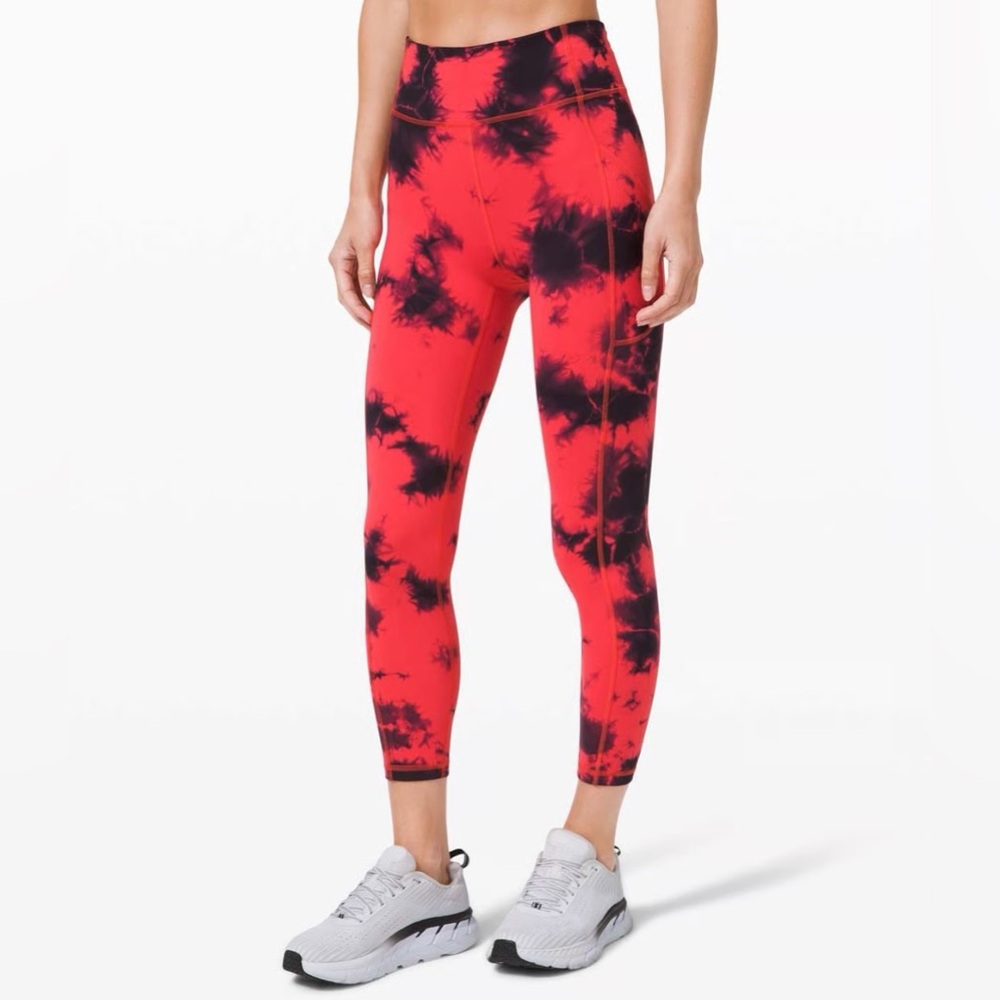 Women's Lululemon Red Invigorate HR Tight 25" Tie Dye‎ Leggings Size 4